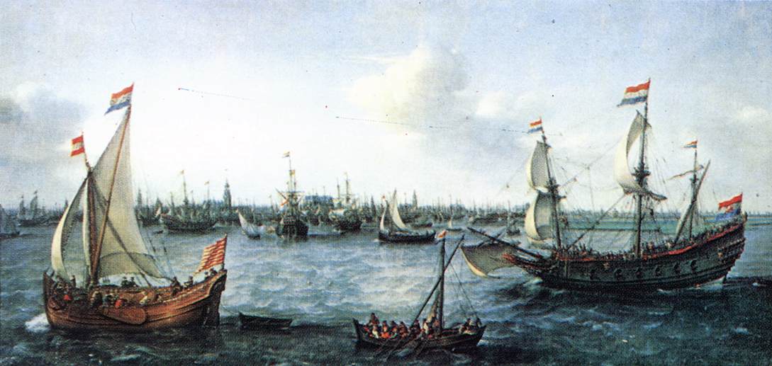 The Harbour in Amsterdam par Hendrick Cornelisz Vroom, 1630 
(Staatsgalerie, Schleissheim)